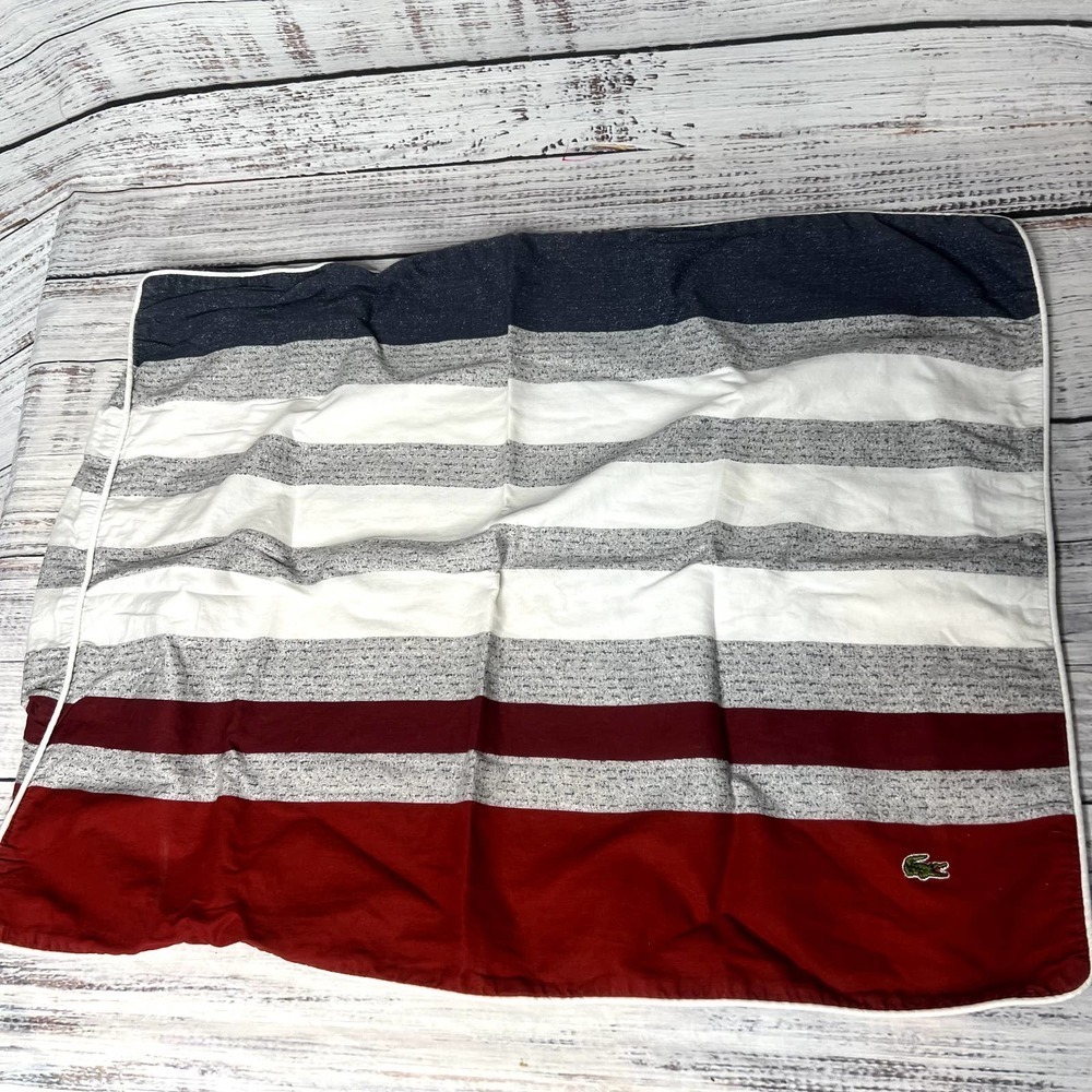 Lacoste Red White & Blue Striped Standard Size Pillow Case Bedding